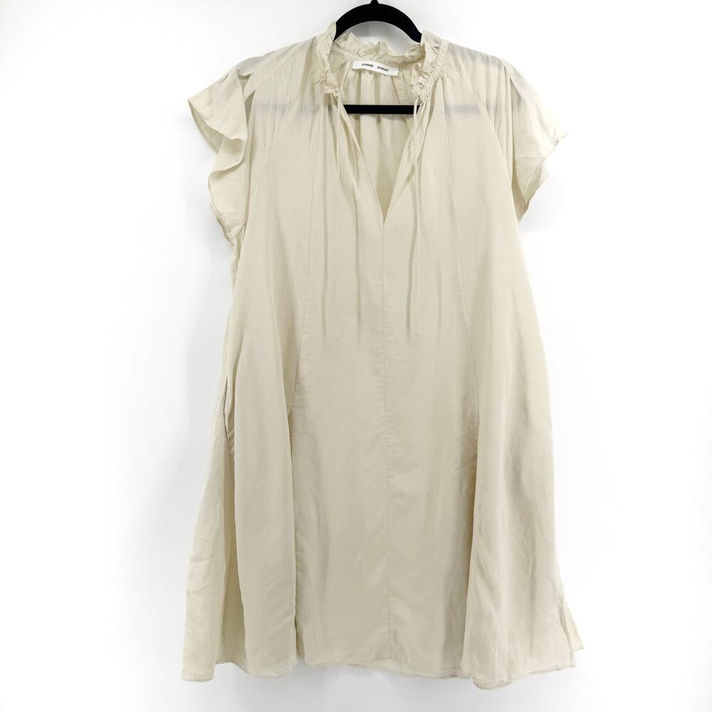 SAMSOE & SAMSOE Flared Karookh Dress - Womens Sz Med Ruffle Collar Raglan Sleeve - Picture 3 of 11